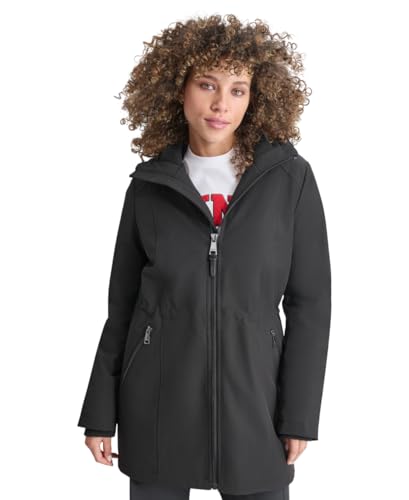DKNY Women's WM Hooded Meshba Softshell Jacket, Black, X-Large Chaqueta, Negro, XL Mujeres