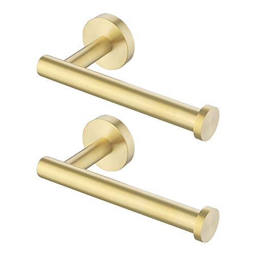 Image of KES Brushed Gold Bathroom Toilet Paper Holder 2 Pack | SUS304 Stainless Steel Rustproof, Toilet Roll Holder Dispenser Wall Mount, A2175S12-BZ-P2