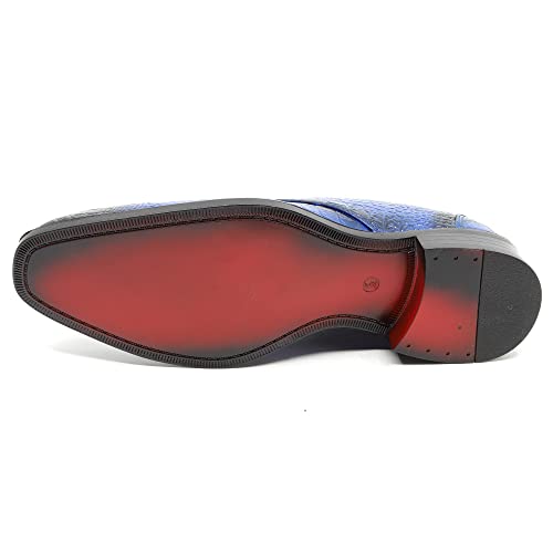 Men's Alligator Crocodile Print Oxford Fashion Lace Up Dress Shoe Croco-03 (Royal Blue, Us_Footwear_Size_System, Adult, Men, Numeric, Medium, Numeric_10) #TOP4