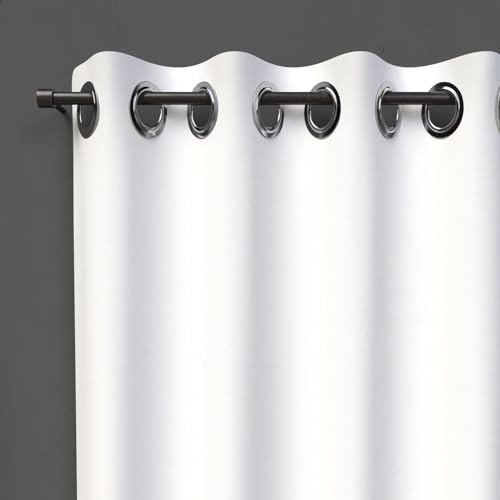 Soleil d'ocre Cortina con Ojales Blackout, Blanco, 140 x 250 cm