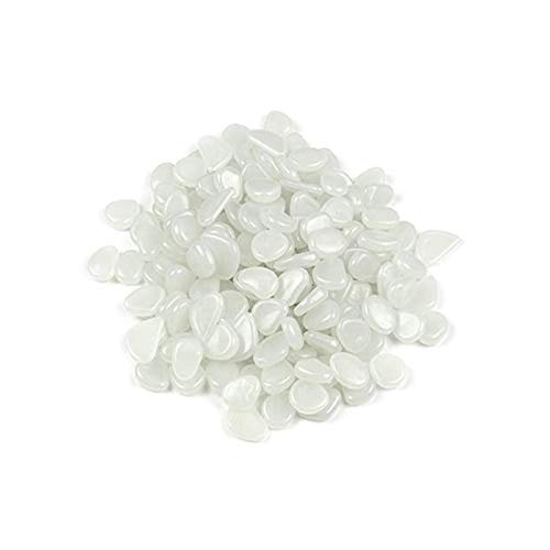 Guanici Luminoso Guijarros Piedras Luminosas Artificiales Guijarros de jardín Que Brillan en la Oscuridad para Acuario Fish Tank Grava Entrada Caminos y jardín decoración 200 Piezas (Blanco)