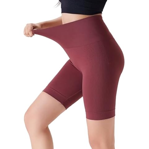 TOUSYEA Workout Shorts for Women Seamless High Waist Yoga Running Sport Active Exercise Fitness Shorts 8" Marsala L Cover