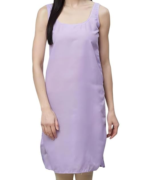 Image of Cotton Inner Slip camesoli for Women, Full Length Inner for Chikankari Kurti, Women Indoor Dress Cotton Sleeveless camesole,Holi Outfit (Color- Light Purple)