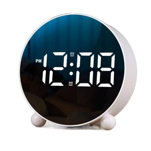 Image of Niloni LED Digital Round Alarm Clock with Voice and Touch Activated, Dual Alarm, Snooze, Week Display, 4 Adjustable Brightness Levels, USB /Battery Powered, Desk Clock, Blue