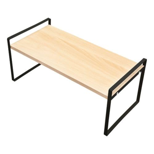 Organizador de Mesa Bancada Escritório 3 Andares Prateleira de Madeira e Ferro 40x20x36cm (Preto | 2