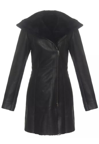 Hollert Lammfellmantel - Kate Damen Wintermantel Ledermantel Größe S,...