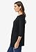 Woman Within Plus Size Perfect Three-Quarter Sleeve Boatneck Tee - 5X, Black