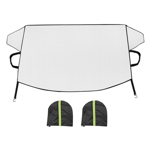 Sandfren Car Magnetic Windshield Snow Cover, 4-Layer Vehicle Windshield Protection Cover with Side Mirror, Auto Windscreen Sun Shade for Ice Frost Sunlight, Universal for Truck Van Sedan