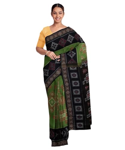 Sari Sambalpuri en pur coton Ikat indien d'exception fait main