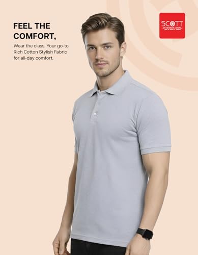 Image of Scott International Cotton Polo T Shirt | Collar Tshirts | Half Sleeves Plain T Shirt | T-Shirt |Tshirt for Men Stylish | Men's Tshirt