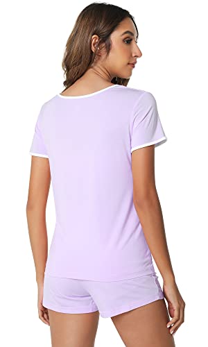 Image of WiWi Viscose from Bamboo Pajamas Set for Women Super Soft Short Sleeve Cooling Summer Plus Size Pjs Sets Sleepwear S-4X
