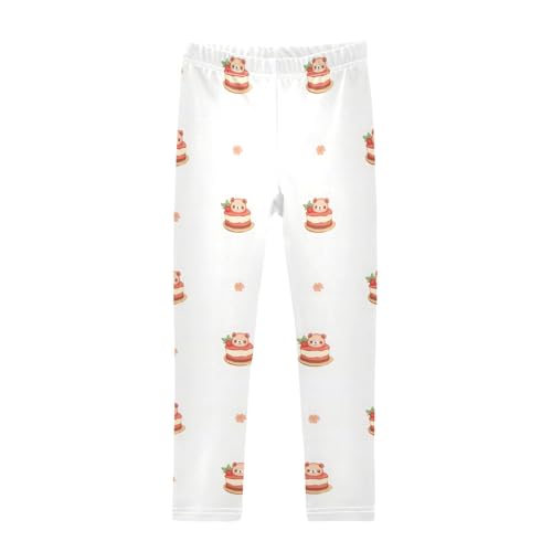 ALAZA Girls' Leggings Children's Yoga Pants Skinny Printed Dance Cake Bear Comfortable 4T