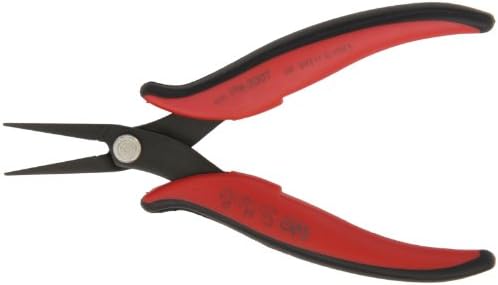 Hakko CHP PN-2007 Long-Nose Pliers, Flat Nose, Flat Outside Edge, Serrated Jaws, 32mm Jaw Length, 3mm Nose Width, 3mm Thick Steel