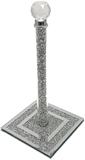 ONEBRAND Silver Crushed Diamond Crystal Filled Tissue Roll Holder - Kitchen Freestanding - Chrome Finish - Kitchen Roll Holder - Best Option to Gift.