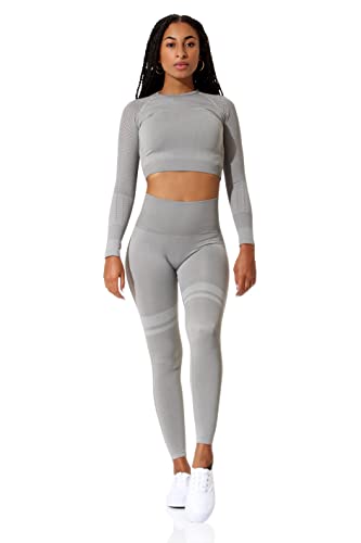 Legging de sport taille haute STARK SOUL ensemble de fitness gainant et t-shirt manches longues