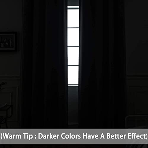 Yakamok 84 Inch Length 100% Blackout Curtains for Bedroom, Light Blocking Drapes Room Darkening Thermal Insulated Solid Grommet Panels for Living Room(70Wx84L, Black, 2 Panels)