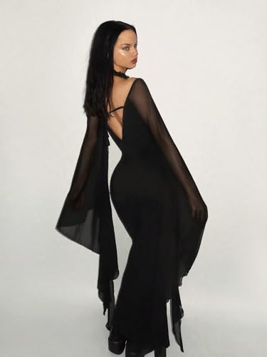 Women's 2025 Sexy Bodycon Maxi Long Dress Elegant Long Sleeve Dress2