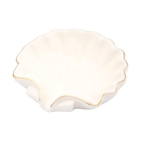 Seashell Style Ceramic Self Draining Soap Dish Waterfall Soap Dish Soap Savers for Bathroom,Shower,Bar Counter Cover