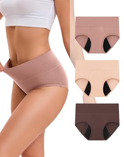 Image of INNERSY Women's Bamboo Viscose Heavy Flow Period Underwear High Waisted Leakproof Panties 3 Pack
