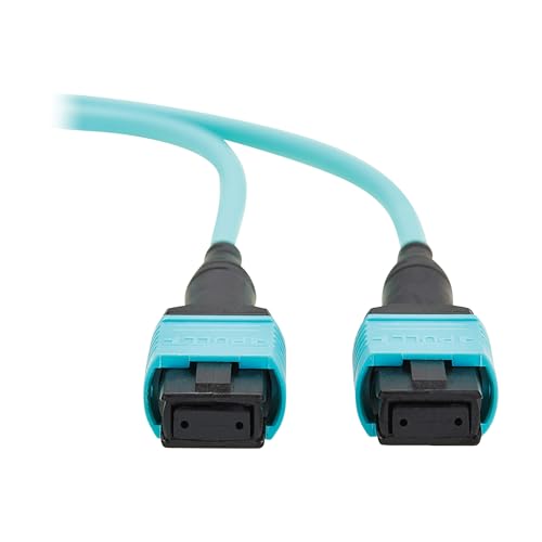 Image of Eaton Tripp Lite Series 3 Meter OM4 50 /125 Fiber Optic Cable, 100G Multimode (12F MPO /MPO-PC Female-to-Female) Type-A Polarity, OFNP Jacket, Aqua, TAA Compliant (N845A-03M-12TAA)