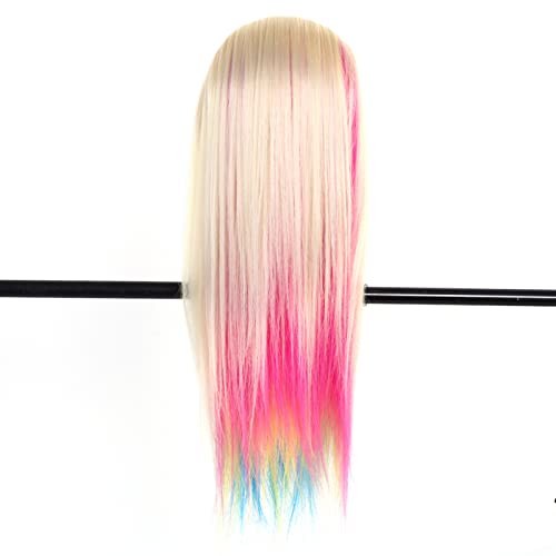 Cabeza de maniquí de peluquería blanca con pelo de fibra sintética para prácticas de trenzado