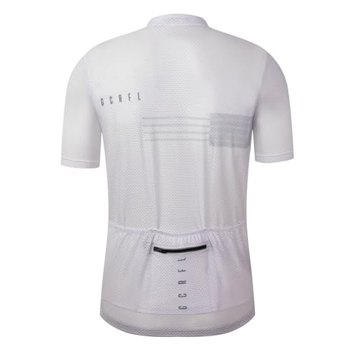 GCRFL Men's Cycling Jersey with 3+1 Zipper Pockets Short Sleeves Biking Bike Jersey Cycling Shirt Breathable Mesh Fabric