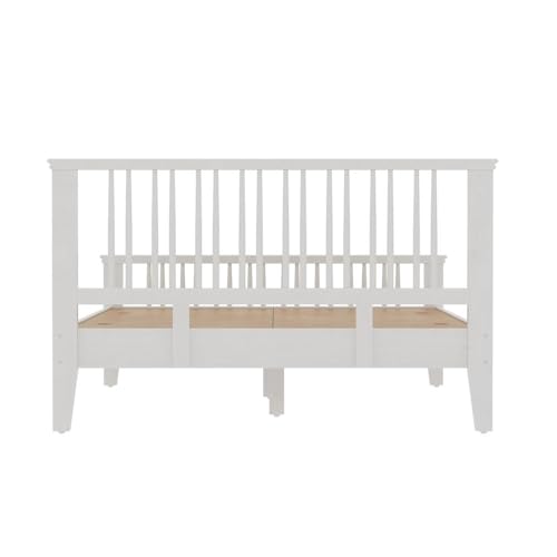 Image of Wakefit Bed | Queen (78 X 60) Solid Wood Bed Without Storage, 3 Year Warranty | - Kairavi - White Matt