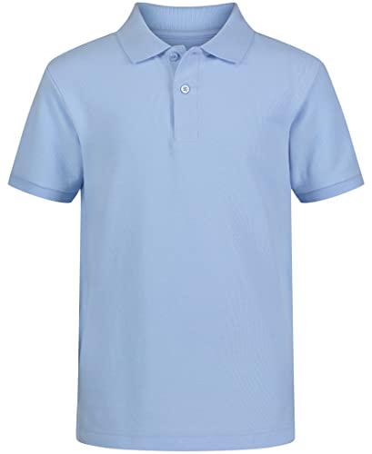 Image of IZOD Boys' School Uniform Short Sleeve Polo Shirt, Button Closure, Comfortable & Soft Pique Fabric