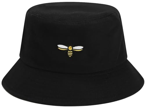 Malaxlx Damen Fischerhut Bucket Hat Sonnenhut Fischerhüte Anglerhut Sommerhut Faltbarer Strandhut Draussenhut Biene Bestickt