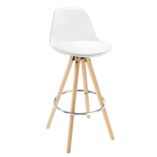 WOLTU 1 x Barhocker 1 Stück Barstuhl aus Kunststoff Holzgestell mit Lehne...