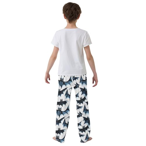 Boys' Pants Blue Black Doodle Bats Long Bottoms Jogger Pants Elastic Waist Trousers with Pockets S-XL3