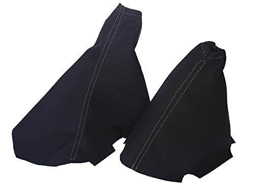 The Tuning-Shop Ltd Compatible with Shift & E Brake Boot for Chevrolet Corvette C6 MK6 2005-2013 Alcantara Grey Stitching