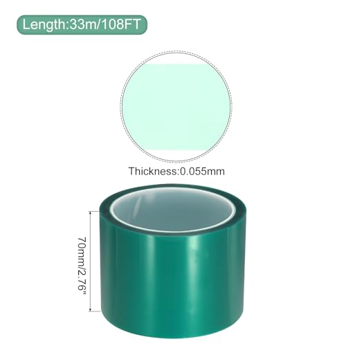 Image of MECCANIXITY Resin Tape Silicone Adhesive Tape High Temperature Resistance Easy Peeling Polyester for Epoxy Resin,River Tables,Craft,Remove Residue 2.76 Inch Wide 108FT Long(Green),Pack of 2