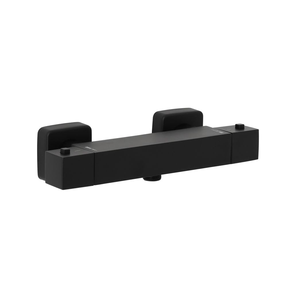 Milano Rune Square Thermostatic Bar Mixer Shower Valve - Black