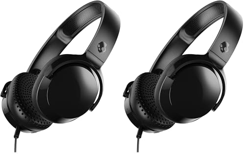 Image of Skullcandy Riff On-Ear Wired Headphones, Microphone, Works with Bluetooth Devices and Computers - Black (Pack of 2)