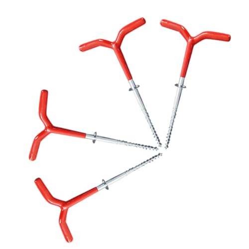 Kisangel 4 Stück Metall Zeltheringe mit Gummigriff Tragbare Eisangel und Campingpflöcke Stabile Zeltbodennägel für Outdoor Markisen Pavillons Wetterfest