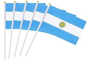 25 Pack Argentine Flag Hand Held Argentina National Flag Stick Flag, Party Decoration Supplies