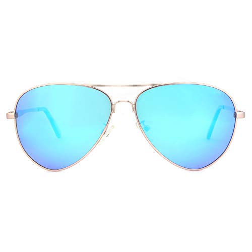 JUST GO Metal Frame Vintage Aviator Style Sunglasses with Case, Polarized Lenses, 100% UV Protection3