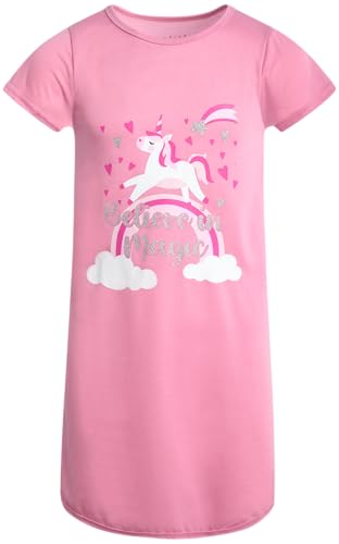 Sweet & Sassy Girls Nightgowns - 4 Pack Short Sleeve Night Gown Sleepwear Pajama Dress for Kids (Size: 4-14)4