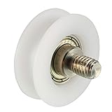 sourcing map Lager Rolle mit Gewindestange 29x9mm M6 U Nut für Schiebe Tür Schienen Führung, Nylon, Weiß