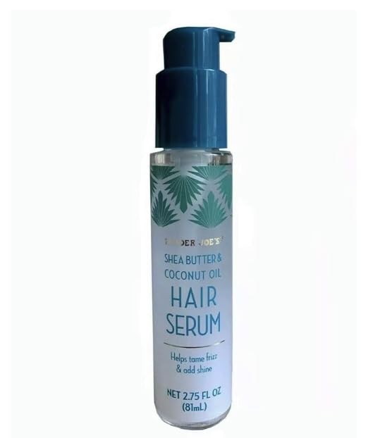 Shea Butter & Coconut Oil Hair Serum, 2 Pack, 2.75 FL OZ Each, Frizz Control and Shine Enhancement. TJoes