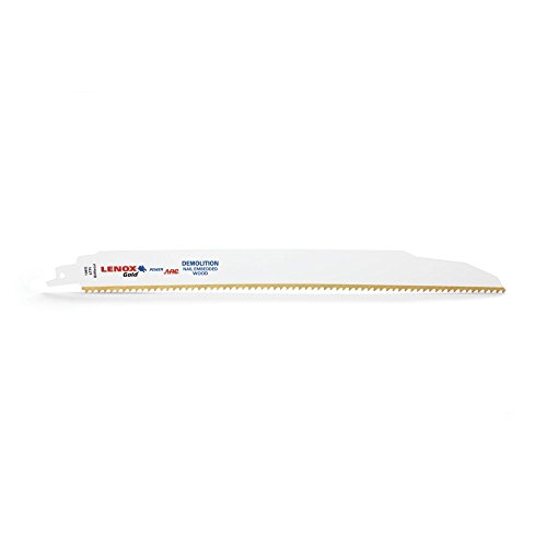 LENOX Tools 21091106GR Gold Power Arc Demolition Reciprocating Saw Blade, For Demolition, Nail-Embedded Wood Cutting, 12-inch, 6 TPI, 5-Pack