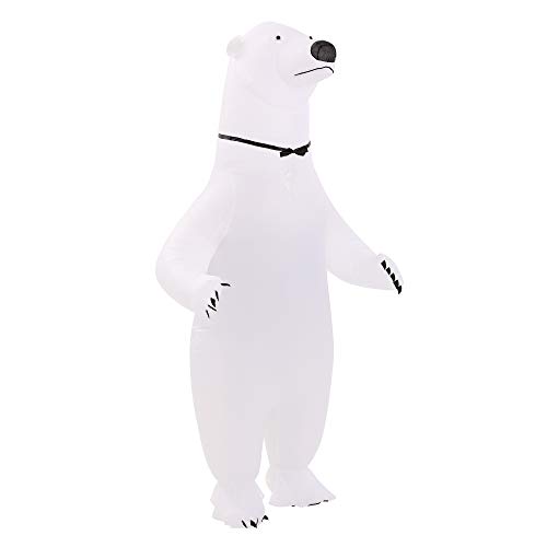 HHARTS Adult White Polar Bear Inflatable Costume Blow up Costume Fancy Dress Costume for Halloween Cosplay Party Christmas, Medium