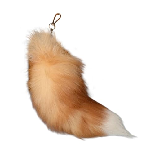 Image of 15.75 Inch Long Fluffy Faux Fur Tail Keychain, Fake Animal Tails for Handbags Backpacks Charm Tassel Ornaments (Brown)