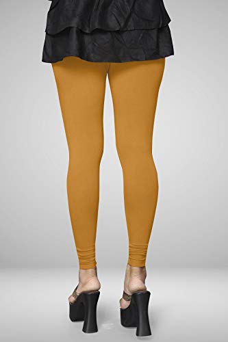 Image of Women's Cotton Skinny Leggings with Ankle Length Solid Pattern Mid Rise and Elastic Closure | Cotton Skinny Leggings for Womens