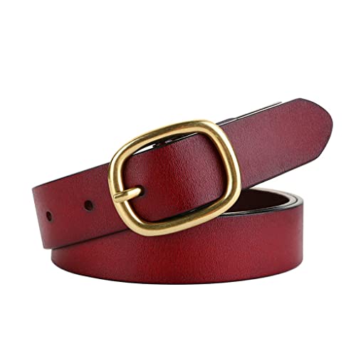 Cinto feminino com ilhós, cinto feminino firme de couro, acessórios estéticos, marrom vermelho 115 c