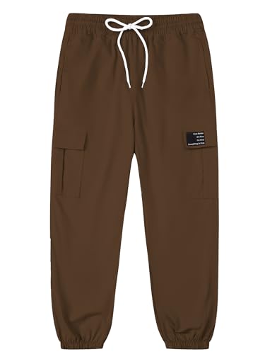 Image of SANGTREE Girls & Womens Cargo Pants Elastic Waist Drawstring Tapered Jogger Pants with Pockets, 6 Years-Women 2XL