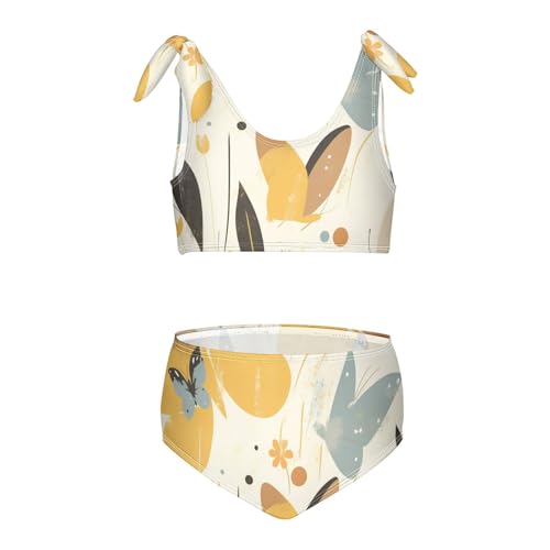 Butterfly Beautiful Brown Girl Two Pieces Kids Bikini Set Quick-Dry Swimsuit Swimming Suits Adjustable Strap