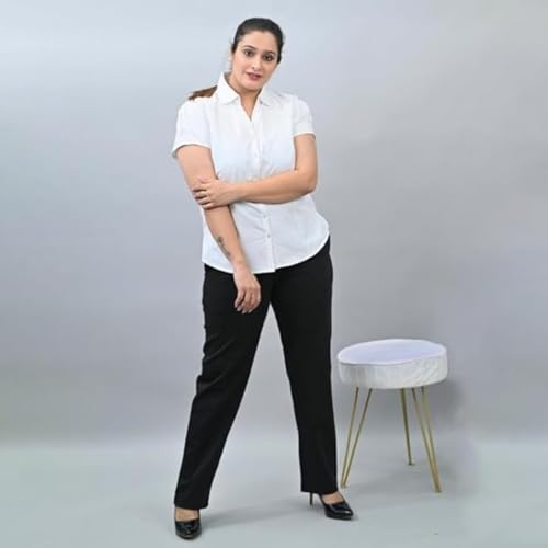 Image of Fashion Plus PlointTrandy Textured Trousers for Women | Women Loose Fit Trousers | Women's High-Waisted Pant | Women Trousers Pants | Korean