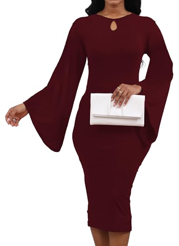 Image of SeNight Women's Elegant Dress Bodycon Work Business Pencil Dresses